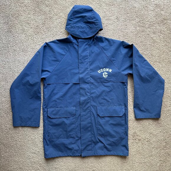 Storm Dud Other - Uconn Windbreaker Mens Large Vtg Storm Dud PVC Coated Polyester Navy Blue Jacket